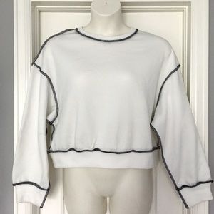 SHEIN cropped white sweatshirt w/blue trim Size M